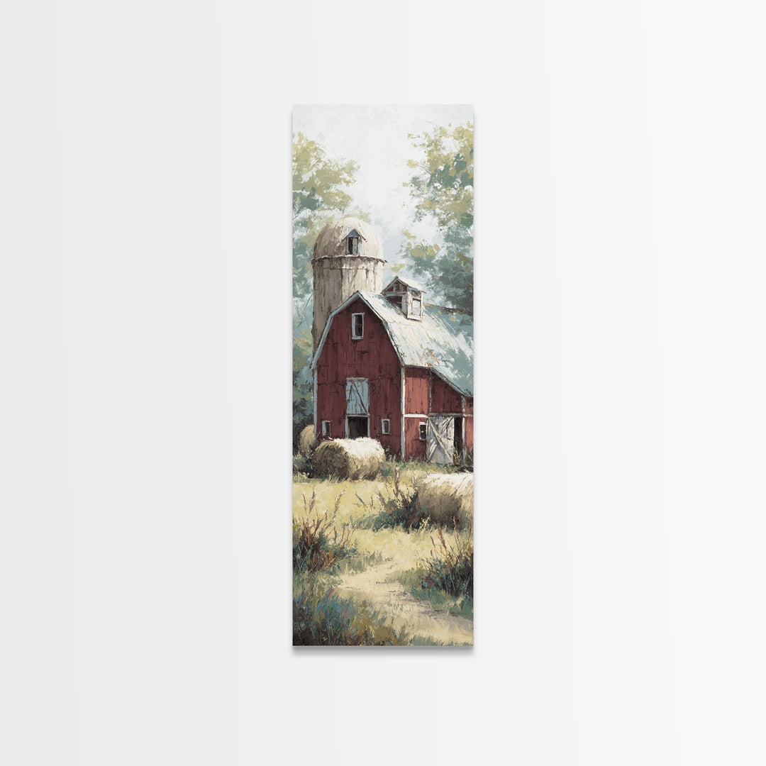 Hay Bales in Late Afternoon Sun Canvas Print, Country Art, Textured Painting, Farmhouse Decor, Fine Art, Country, Oil Painting, COU-1x3-32