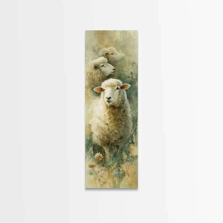 Watercolor Sheep in a Green Pasture Canvas Print, Country Art, Wall Art, Farmhouse Decor, Fine Art, Country, Digital Print, COU-1x3-35