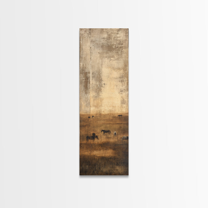 Rolling Pasture with Grazing Horses at Sunrise Canvas Print, Country Art, Fine Art Print, Farmhouse Decor, Fine Art, Country, COU-1x3-37