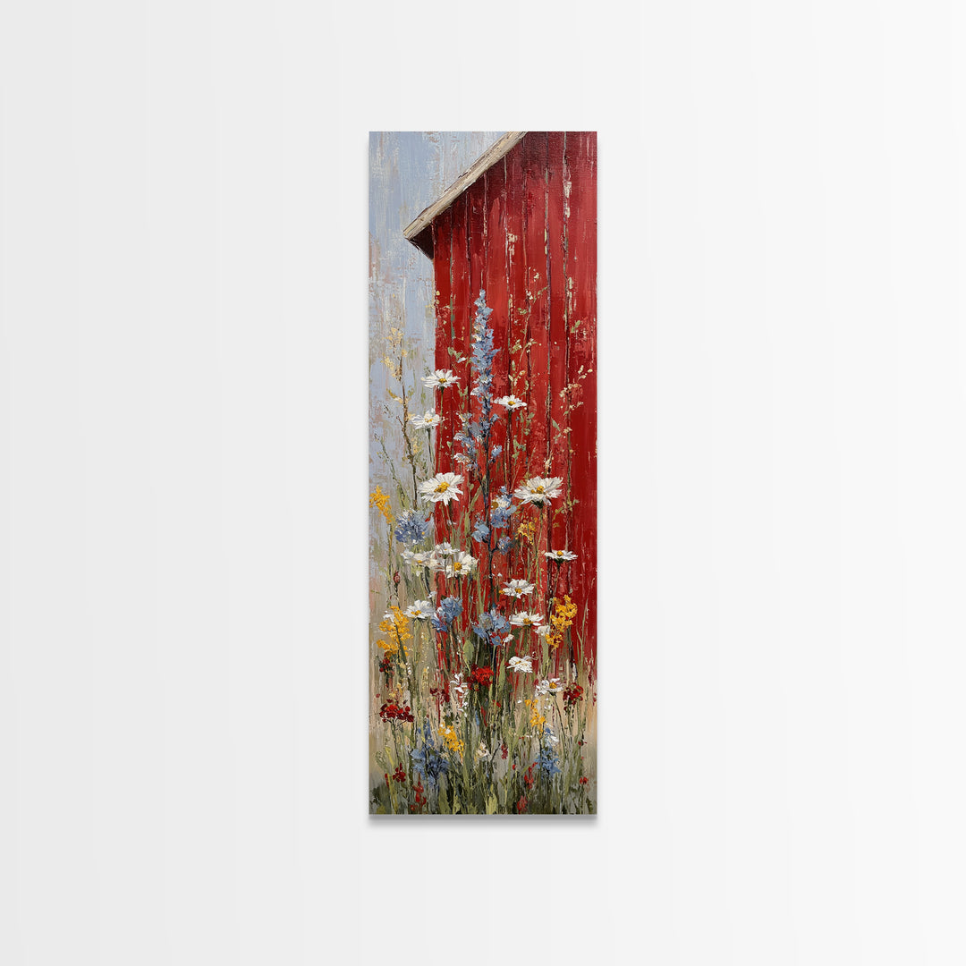 Wildflower Meadow Beside an Old Fence Canvas Print, Country Art, French Country, Farmhouse Decor, Country, Luxury Decor, COU-1x3-38