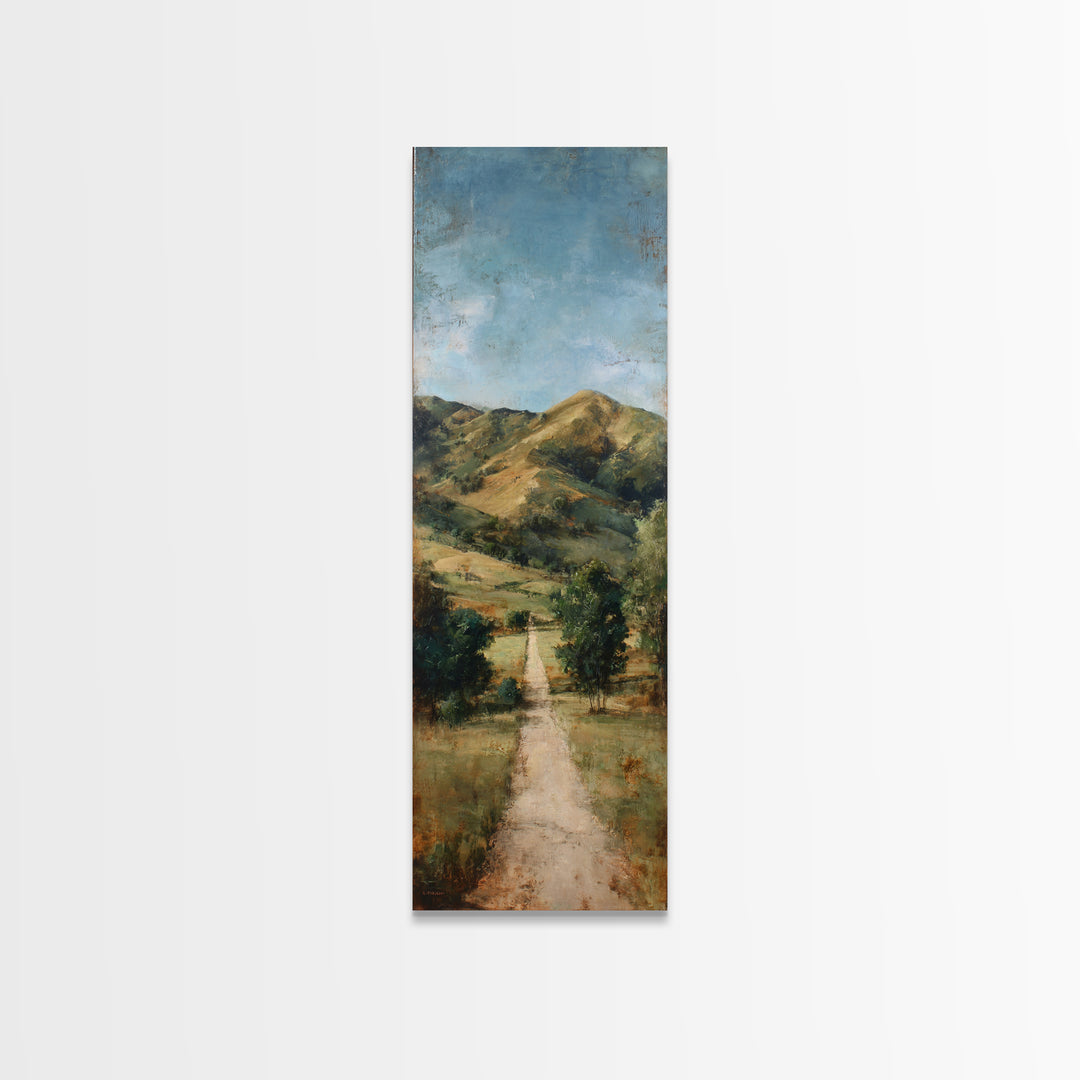 Country Road Disappearing into Green Hills Canvas Print, Country Art, Original Painting, Farmhouse Decor, Fine Art, Country, COU-1x3-43
