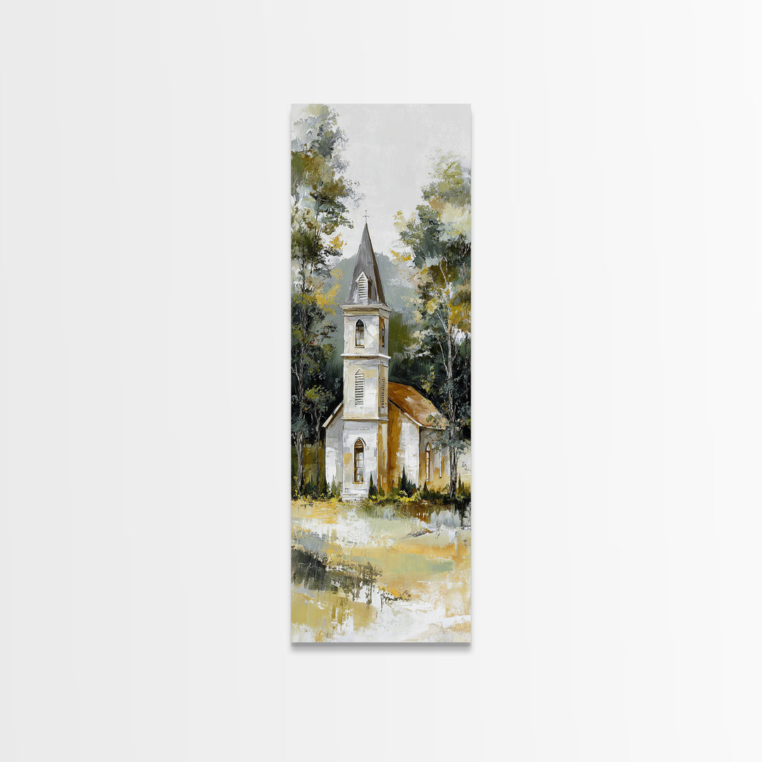 Country Church Steeple Beyond Trees Canvas Print, Country Art, Contemporary Art, Farmhouse Decor, Fine Art, Country, COU-1x3-7