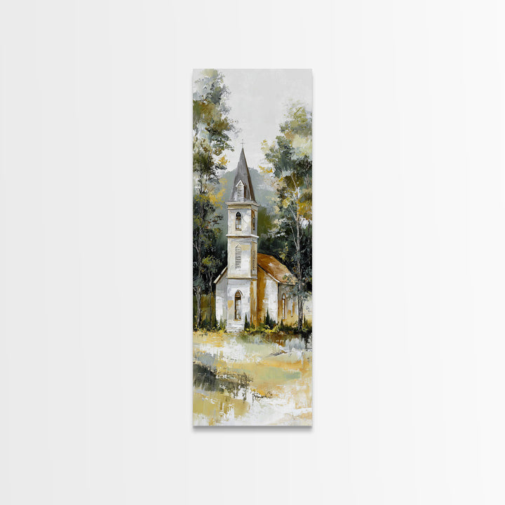 Country Church Steeple Beyond Trees Canvas Print, Country Art, Contemporary Art, Farmhouse Decor, Fine Art, Country, COU-1x3-7