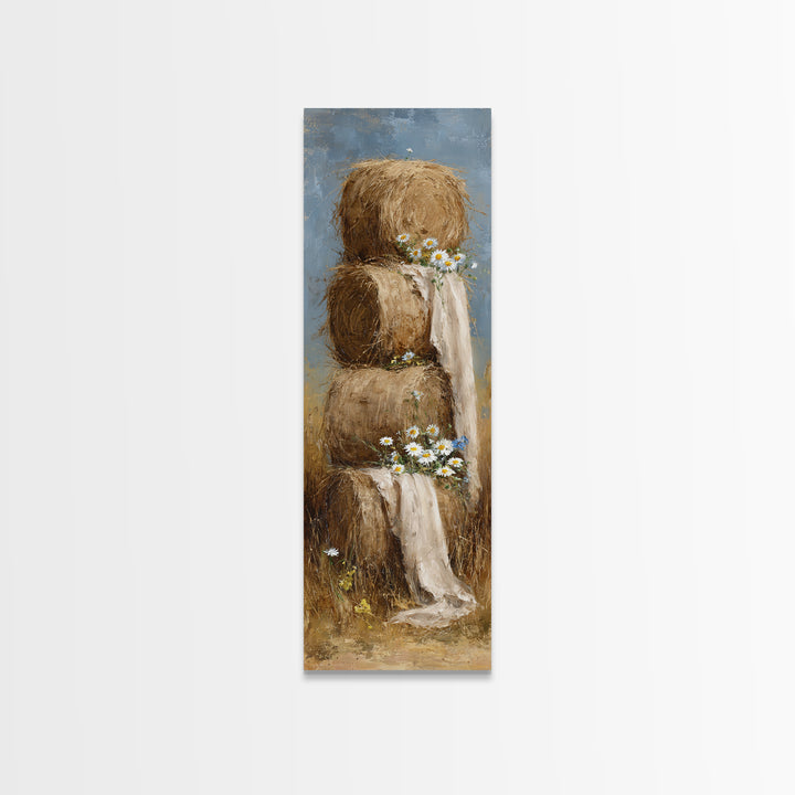 Hay Bales in Late Afternoon Sun Framed Canvas Print, Country Art, Fine Art Print, Farmhouse Decor, Fine Art, Country, COU-1x3-8