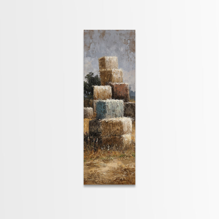 Hay Bales in Late Afternoon Sun Framed Canvas Print, Country Art, Printable Art, Farmhouse Decor, Country, French Country, COU-1x3-80