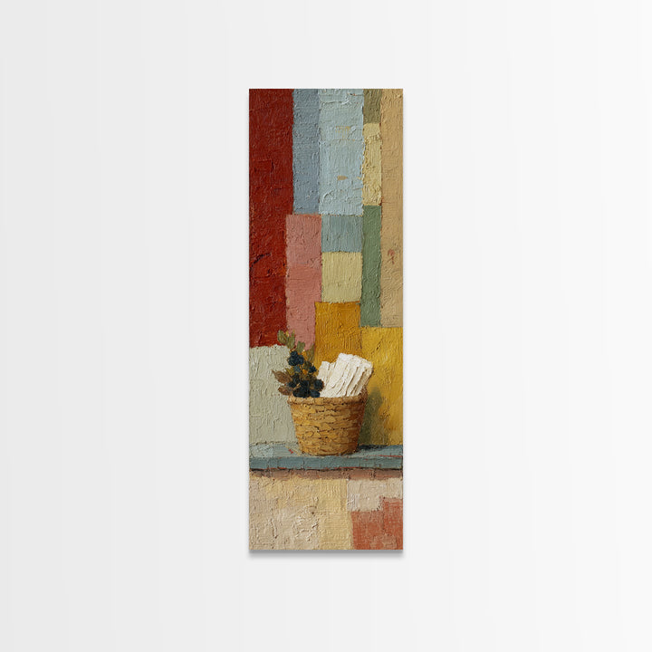 Blackberry Basket with Linen Cloth Canvas Print, Country Art, Farmhouse Decor, Abstract Art, Country, French Country, COU-1x3-81
