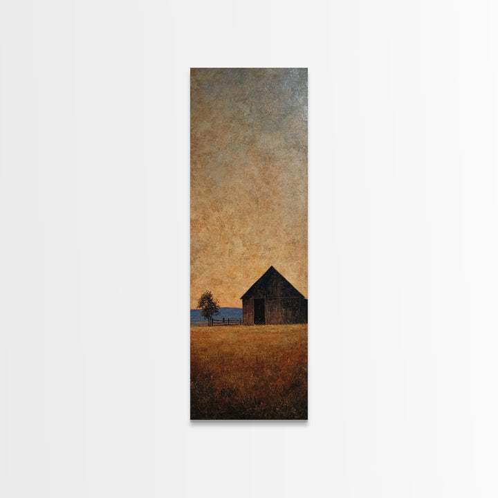 Rustic Barn Silhouette Framed Canvas Print, Country Art, Eclectic Wall Art, Farmhouse Decor, Fine Art, Country, Boho Decor, COU-1x3-87