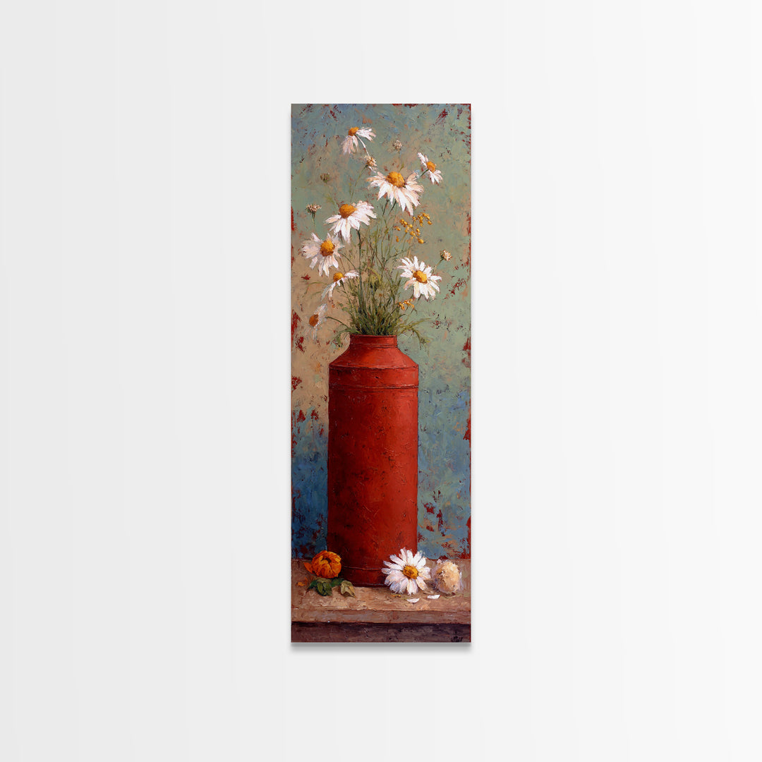 Milk Can and Daisies Rustic Still Life Canvas Print, Country Art, Gallery Wall Art, Farmhouse Decor, Oil Painting, Country, COU-1x3-97