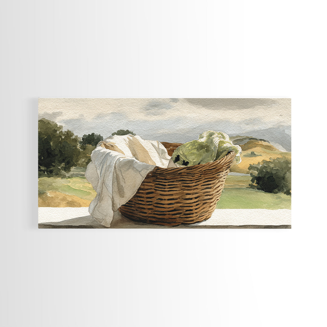 Blackberry Basket with Linen Cloth Canvas Print, Country Art, Contemporary Art, Farmhouse Decor, Abstract Art, Country, COU-2x1-41