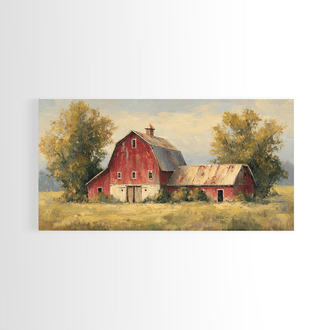 Apple Orchard with Warm Autumn Light Framed Canvas Print, Country Art, Minimalist Decor, Farmhouse Decor, Fine Art, Country, COU-2x1-50