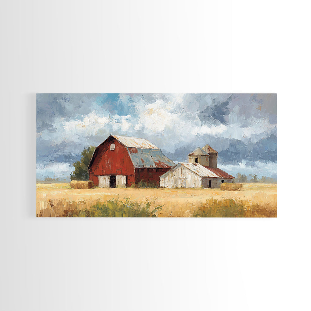 Cornfield under Dramatic Summer Clouds Canvas Print, Country Art, Room Decor, Farmhouse Decor, Oil Painting, Country, COU-2x1-62