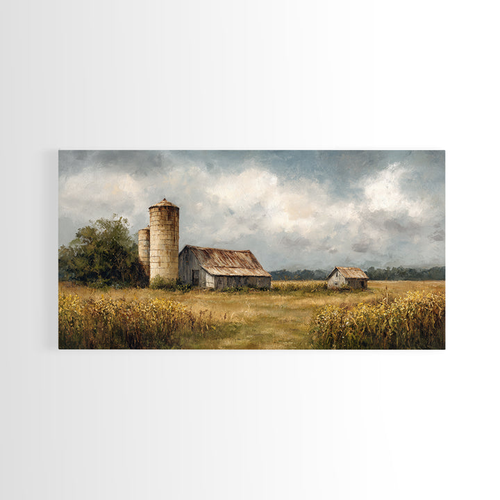 Cornfield under Dramatic Summer Clouds Framed Canvas Print, Country Art, Home Decor, Farmhouse Decor, Fine Art, Country, COU-2x1-86