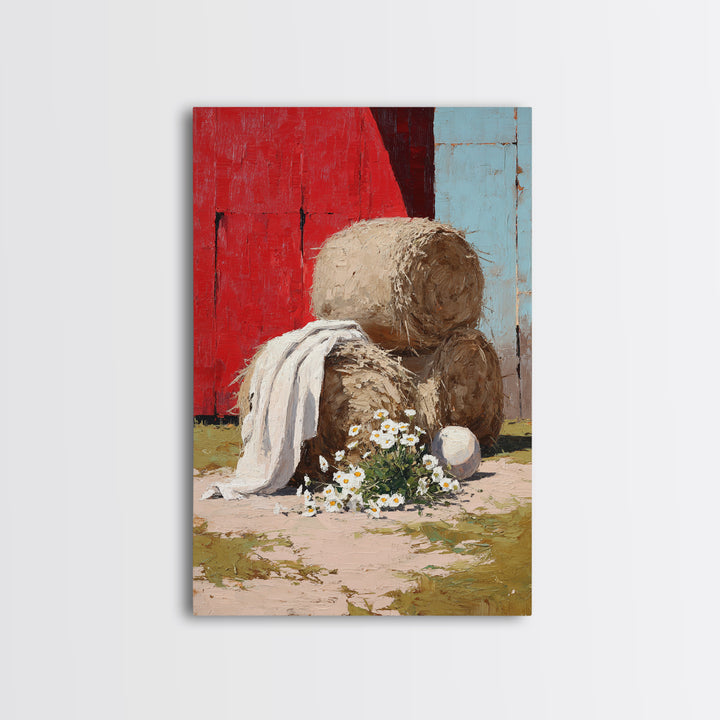 Hay Bales in Late Afternoon Sun Framed Canvas Print, Country Art, Luxury Decor, Farmhouse Decor, Fine Art, Country, COU-2x3-100