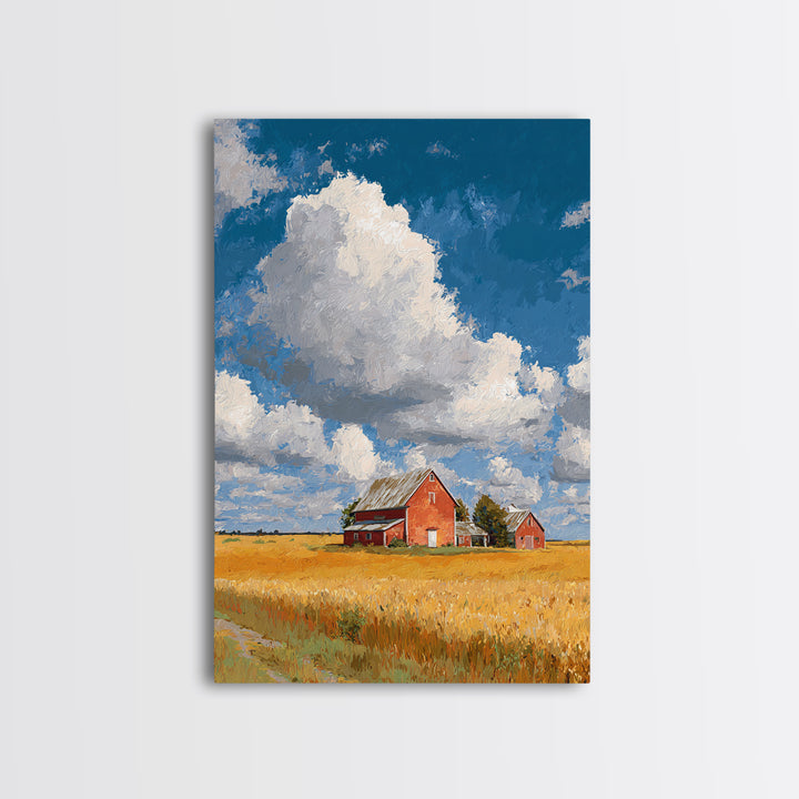 Cornfield under Dramatic Summer Clouds Framed Canvas Print, Country Art, Statement Artwork, Farmhouse Decor, Abstract Art, COU-2x3-2