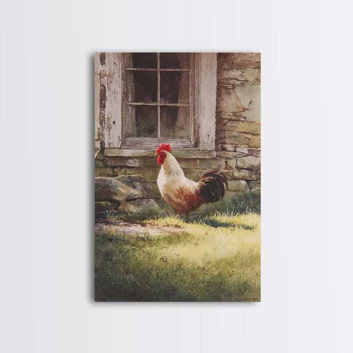 Rooster in Bold Folk Art Color Canvas Print, Country Art, Oil Painting, Farmhouse Decor, Fine Art, Country, Digital Art Prints, COU-2x3-61