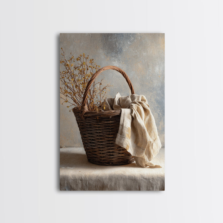 Blackberry Basket with Linen Cloth Canvas Print, Country Art, Farmhouse Decor, Abstract Art, Country, French Country, COU-2x3-77