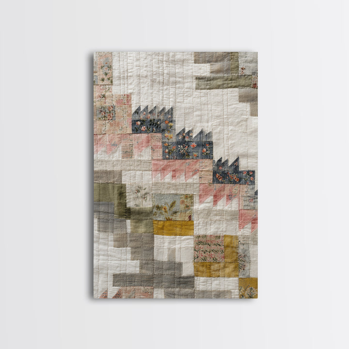 Quilt Geometric Folk Pattern Framed Canvas Print, Country Art, Gallery Decor, Farmhouse Decor, Fine Art, Country, COU-2x3-92