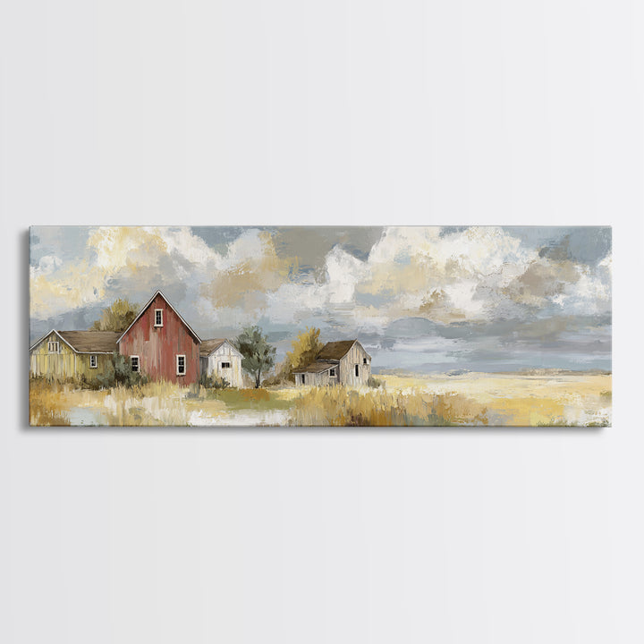Cornfield under Dramatic Summer Clouds Framed Canvas Print, Country Art, Home Decor, Farmhouse Decor, Fine Art, Country, COU-3x1-10
