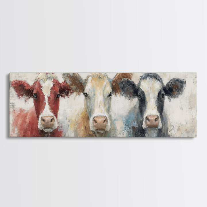 Cow Portrait with Gentle Farmhouse Personality Canvas Print, Country Art, French Country, Farmhouse Decor, Fine Art, Country, COU-3x1-20