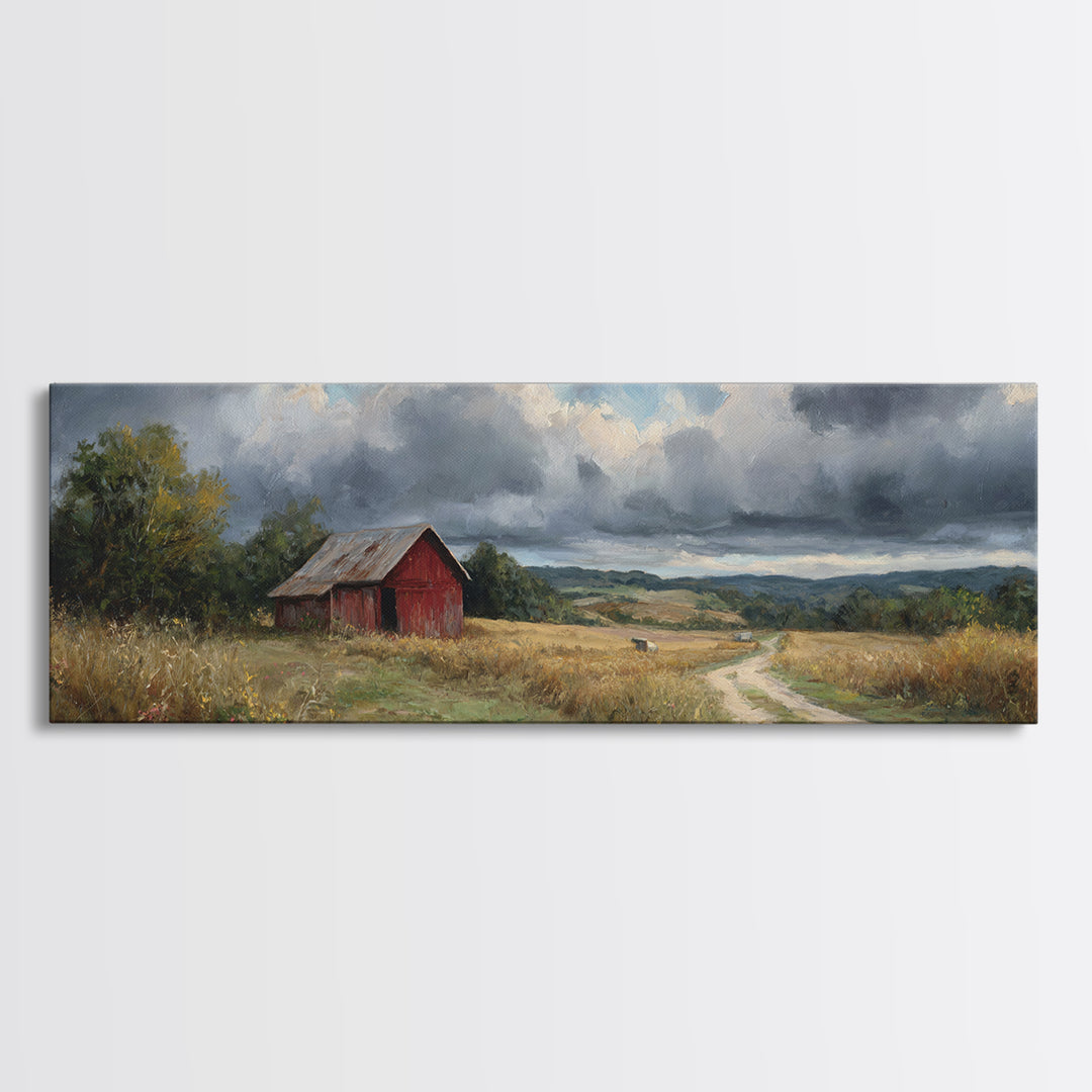 Cornfield under Dramatic Summer Clouds Canvas Print, Country Art, Printable Wall Art, Farmhouse Decor, Abstract Art, Country, COU-3x1-34