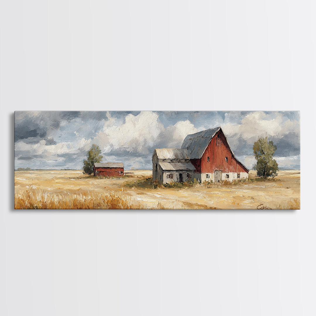 Cornfield under Dramatic Summer Clouds Framed Canvas Print, Country Art, Digital Print, Farmhouse Decor, Fine Art, Country, COU-3x1-58