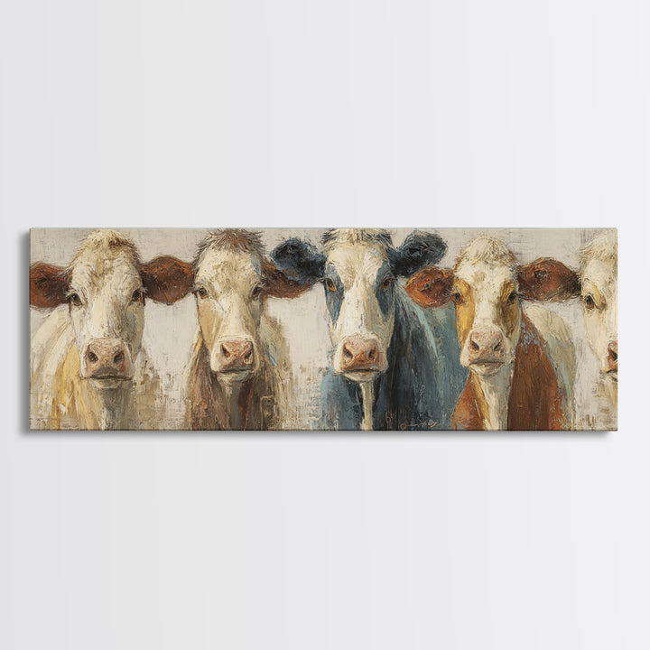 Cow Portrait with Gentle Farmhouse Personality Framed Canvas Print, Country Art, Contemporary Art, Farmhouse Decor, Country, COU-3x1-68