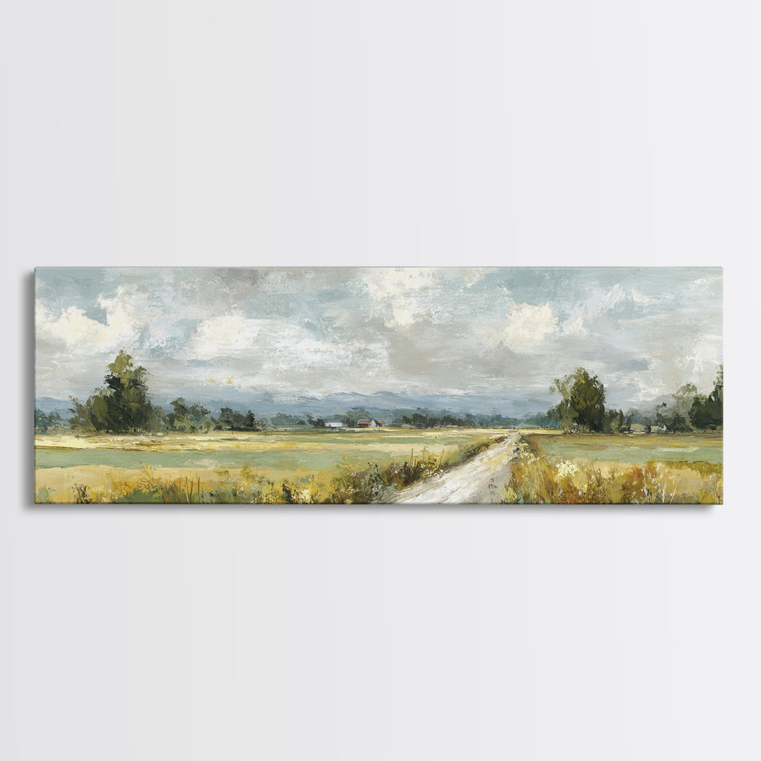 Cornfield under Dramatic Summer Clouds Framed Canvas Print, Country Art, Digital Print, Farmhouse Decor, Fine Art, Country, COU-3x1-82