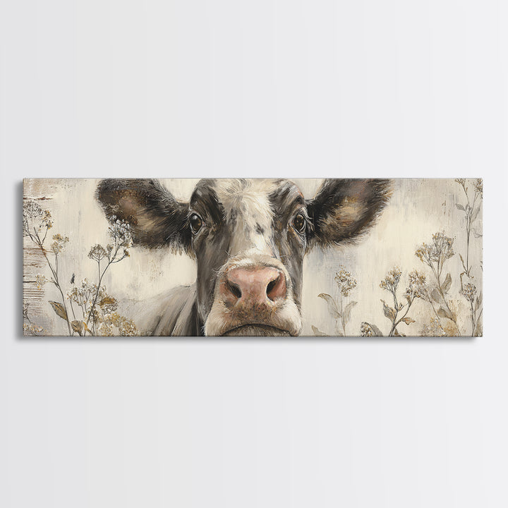 Cow Portrait with Gentle Farmhouse Personality Canvas Print, Country Art, Art Prints, Farmhouse Decor, Fine Art, Country, COU-3x1-92