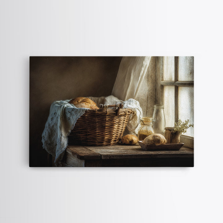 Blackberry Basket with Linen Cloth Canvas Print, Country Art, Farmhouse Decor, Abstract Art, Country, French Country, COU-3x2-1