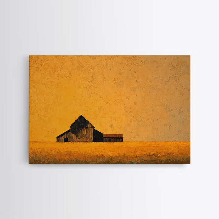 Rustic Barn Silhouette Framed Canvas Print, Country Art, Eclectic Wall Art, Farmhouse Decor, Fine Art, Country, Boho Decor, COU-3x2-31