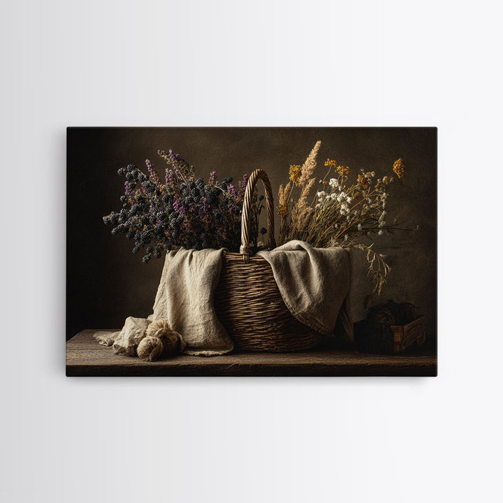 Blackberry Basket with Linen Cloth Canvas Print, Country Art, Eclectic Wall Art, Farmhouse Decor, Fine Art, Country, Boho Decor, COU-3x2-49