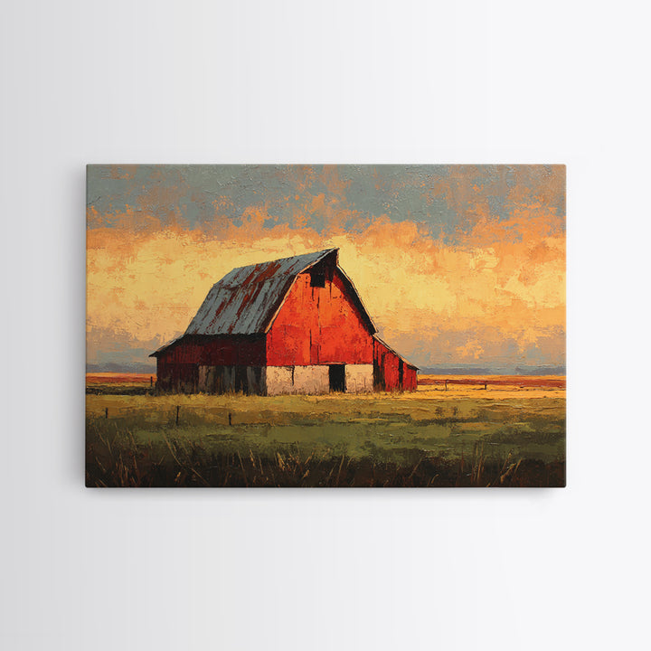 Rustic Barn Silhouette Framed Canvas Print, Country Art, Home Decor, Farmhouse Decor, Abstract Art, Country, Printable Art, COU-3x2-7