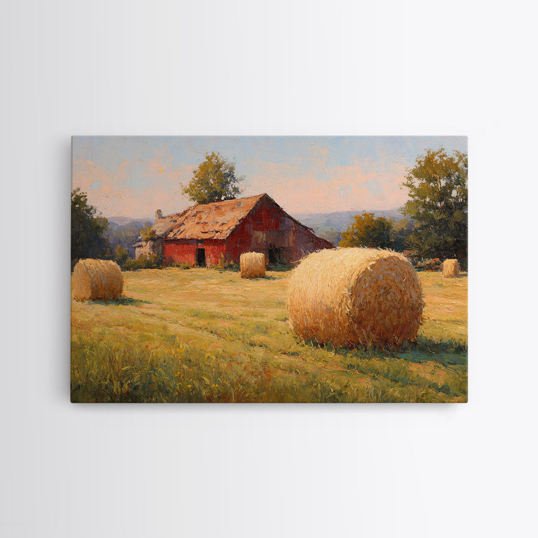 Hay Bales in Late Afternoon Sun Canvas Print, Country Art, Neutral Decor, Farmhouse Decor, Fine Art, Country, Home Decor, COU-3x2-72