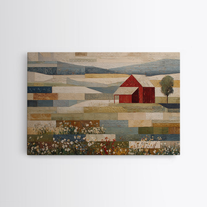 Quilt Geometric Folk Pattern Canvas Print, Country Art, Boho Decor, Farmhouse Decor, Fine Art, Country, Art Prints, COU-3x2-88