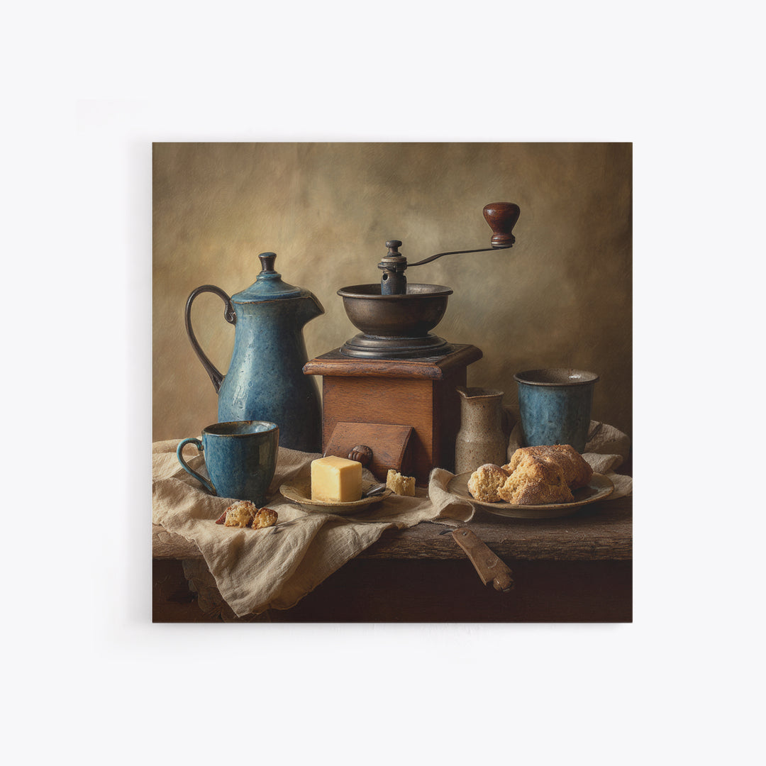 Coffee Grinder Antique Still Life Framed Canvas Print, Coffee Shop Art, Coffee, Cafe Decor, Fine Art, Cafe, Living Room Decor, CSA-1x1-12