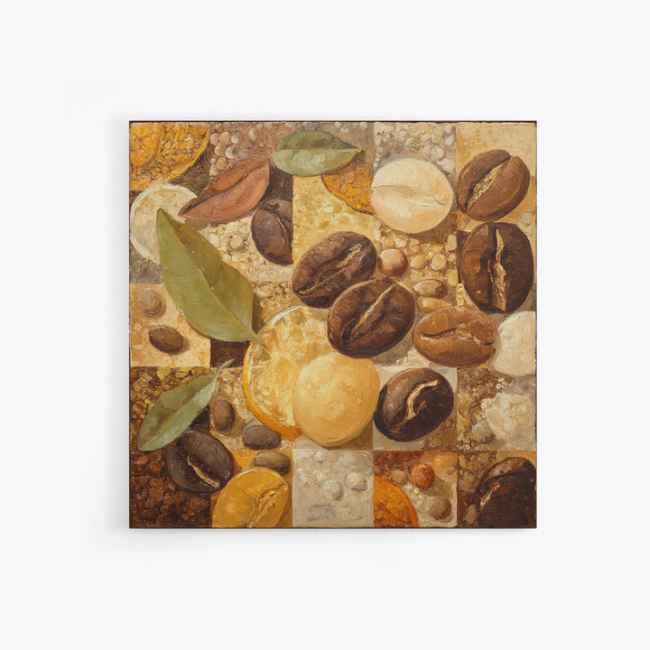Coffee Bean Pattern Canvas Print, Coffee Shop Art, Kitchen Gift, Cafe Decor, Oil Painting, Cafe, Coffee Art, Food Art, CSA-1x1-15