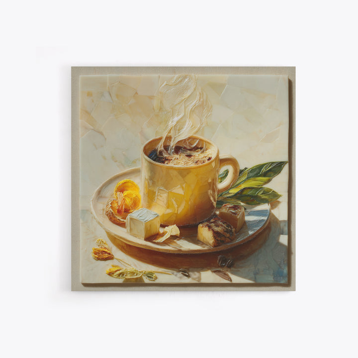 Espresso Cup with Rising Steam and Warm Canvas Print, Coffee Shop Art, Room Decor, Cafe Decor, Fine Art, Cafe, Canvas Wall Art, CSA-1x1-25