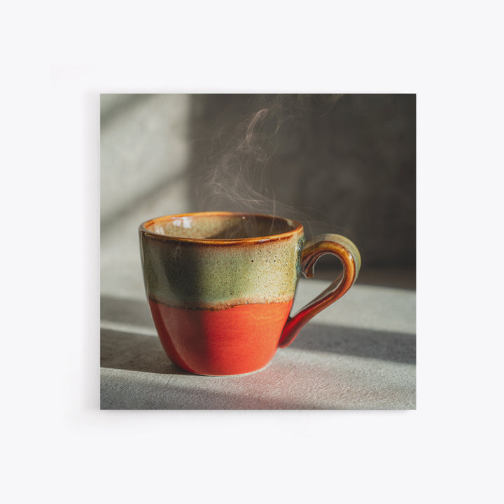Espresso Cup with Rising Steam and Warm Canvas Print, Coffee Shop Art, Room Decor, Cafe Decor, Fine Art, Cafe, Canvas Wall Art, CSA-1x1-49