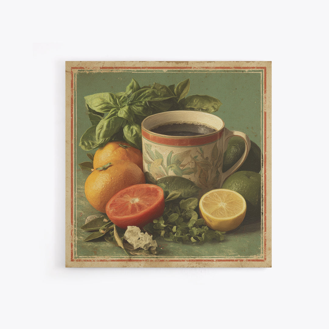 Retro Cafe Poster Coffee Cup Graphic Canvas Print, Coffee Shop Art, Coffee Wall Art, Cafe Decor, Fine Art, Cafe, CSA-1x1-55