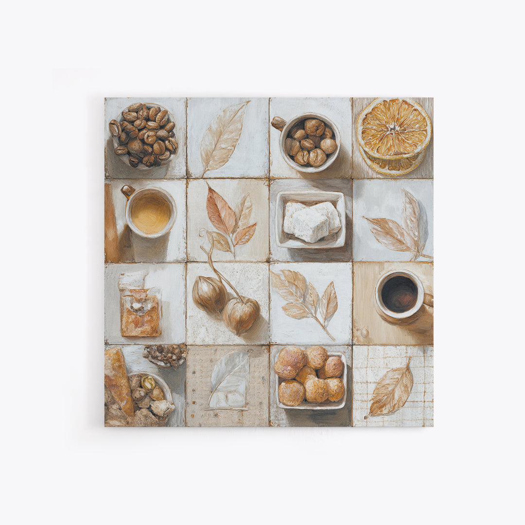 Coffee Bean Pattern Framed Canvas Print, Coffee Shop Art, Neutral Decor, Cafe Decor, Fine Art, Cafe, Home Decor, Wall Decor, CSA-1x1-63
