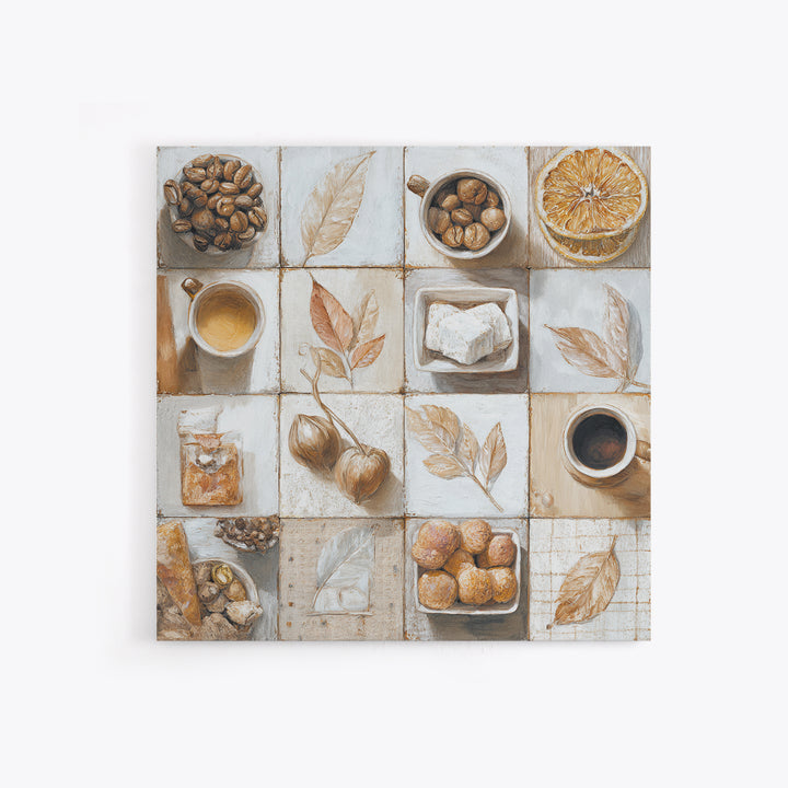 Coffee Bean Pattern Framed Canvas Print, Coffee Shop Art, Neutral Decor, Cafe Decor, Fine Art, Cafe, Home Decor, Wall Decor, CSA-1x1-63