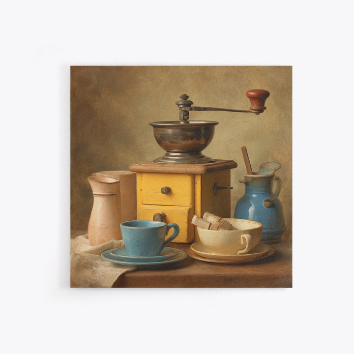 Coffee Grinder Antique Still Life Framed Canvas Print, Coffee Shop Art, Minimalist Wall Art, Cafe Decor, Abstract Art, Cafe, CSA-1x1-84