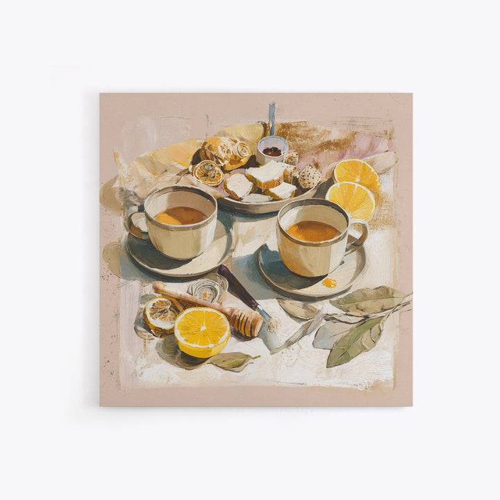 Two Cups Facing Each Other Canvas Print, Coffee Shop Art, Minimalist Decor, Cafe Decor, Fine Art, Cafe, Kitchen Wall Art, CSA-1x1-85
