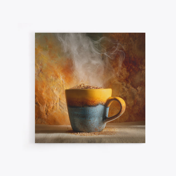 Espresso Cup with Rising Steam and Warm Canvas Print, Coffee Shop Art, Digital Wall Art, Cafe Decor, Oil Painting, Cafe, CSA-1x1-97
