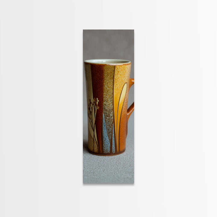 Espresso Cup with Rising Steam and Warm Canvas Print, Coffee Shop Art, Minimalist Decor, Cafe Decor, Cafe, Kitchen Wall Art, CSA-1x3-13