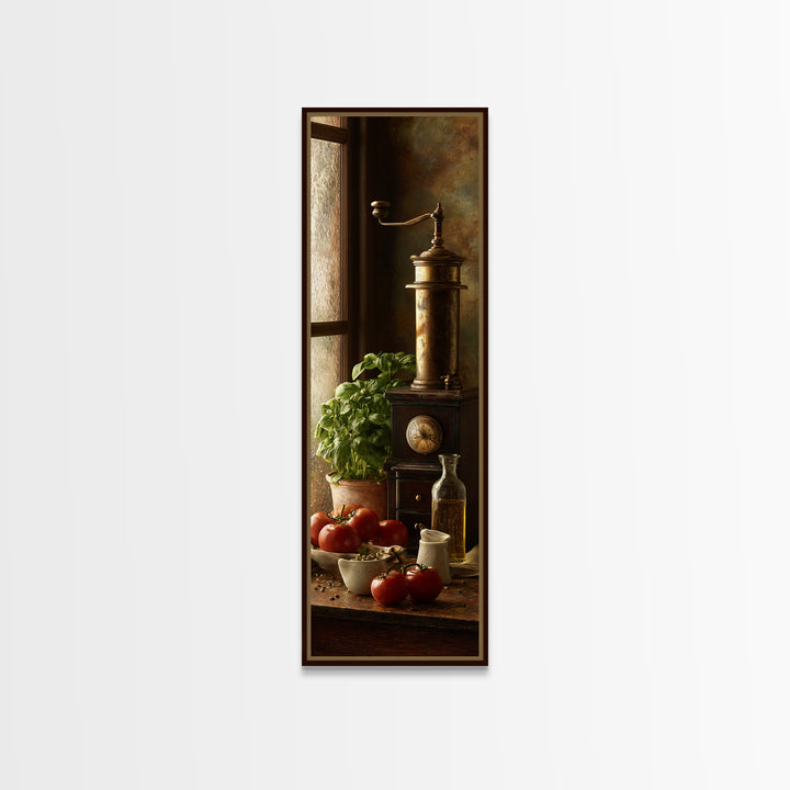 Coffee Grinder Antique Still Life Framed Canvas Print, Coffee Shop Art, Coffee, Cafe Decor, Fine Art, Cafe, Living Room Decor, CSA-1x3-24