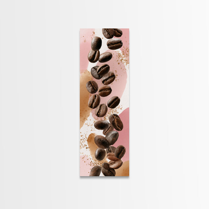 Roasted Beans Falling Through Dark Space Canvas Print, Coffee Shop Art, Printable, Cafe Decor, Fine Art, Cafe, Dopamine Decor, CSA-1x3-32