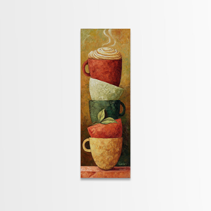 Two Cups Facing Each Other Canvas Print, Coffee Shop Art, Modern Decor, Cafe Decor, Fine Art, Cafe, Wall Decor, Art Print, CSA-1x3-49