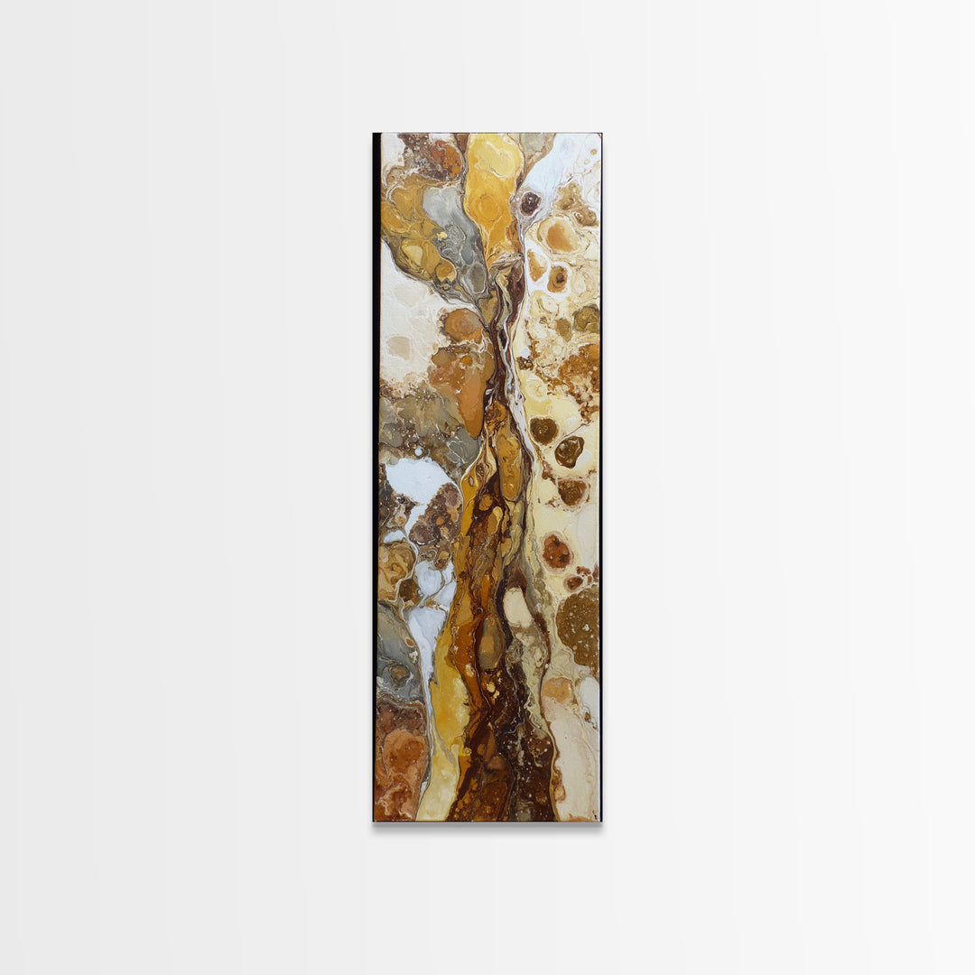 Abstract Brown and Cream Coffee Swirl Framed Canvas Print, Coffee Shop Art, Wall Art, Cafe Decor, Abstract Art, Cafe, CSA-1x3-69