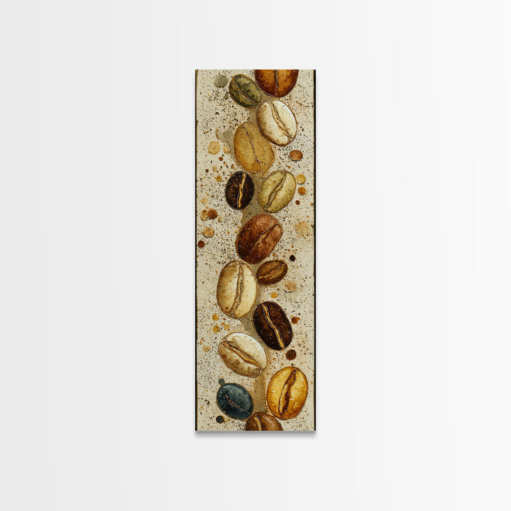 Coffee Bean Pattern Framed Canvas Print, Coffee Shop Art, Neutral Decor, Cafe Decor, Fine Art, Cafe, Home Decor, Wall Decor, CSA-1x3-75